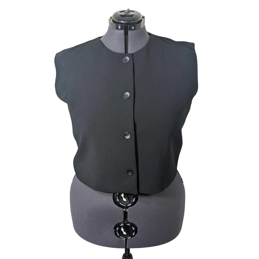 Cropped Minimalist Goth Vest Button Front Black Worthington XL